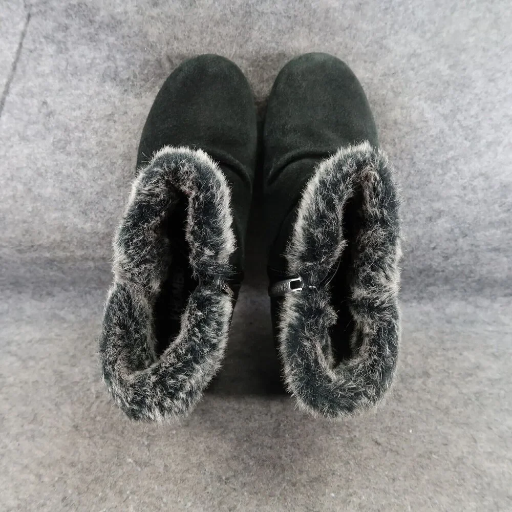 Khombu Shoes Womens 8 Bootie Winter Leather Faux Fur All Weather Lindsey Buckle